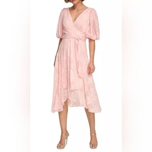 DKNY Floral Jacquard Faux Wrap Dress